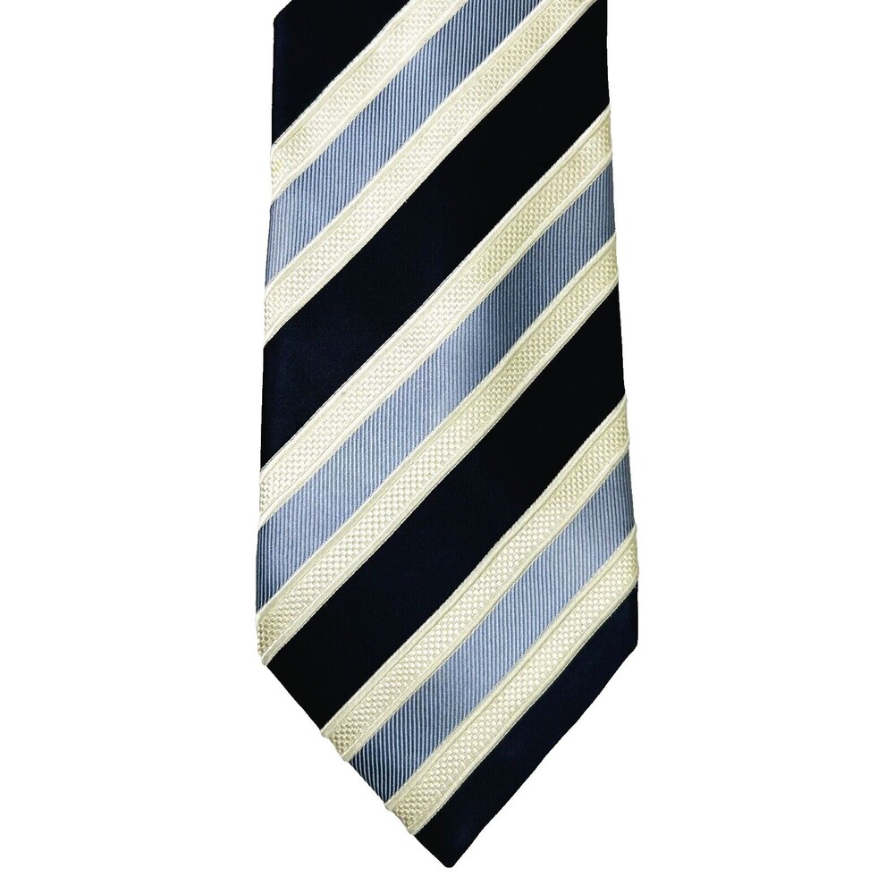 Classic Striped Tie in Navy and Cream